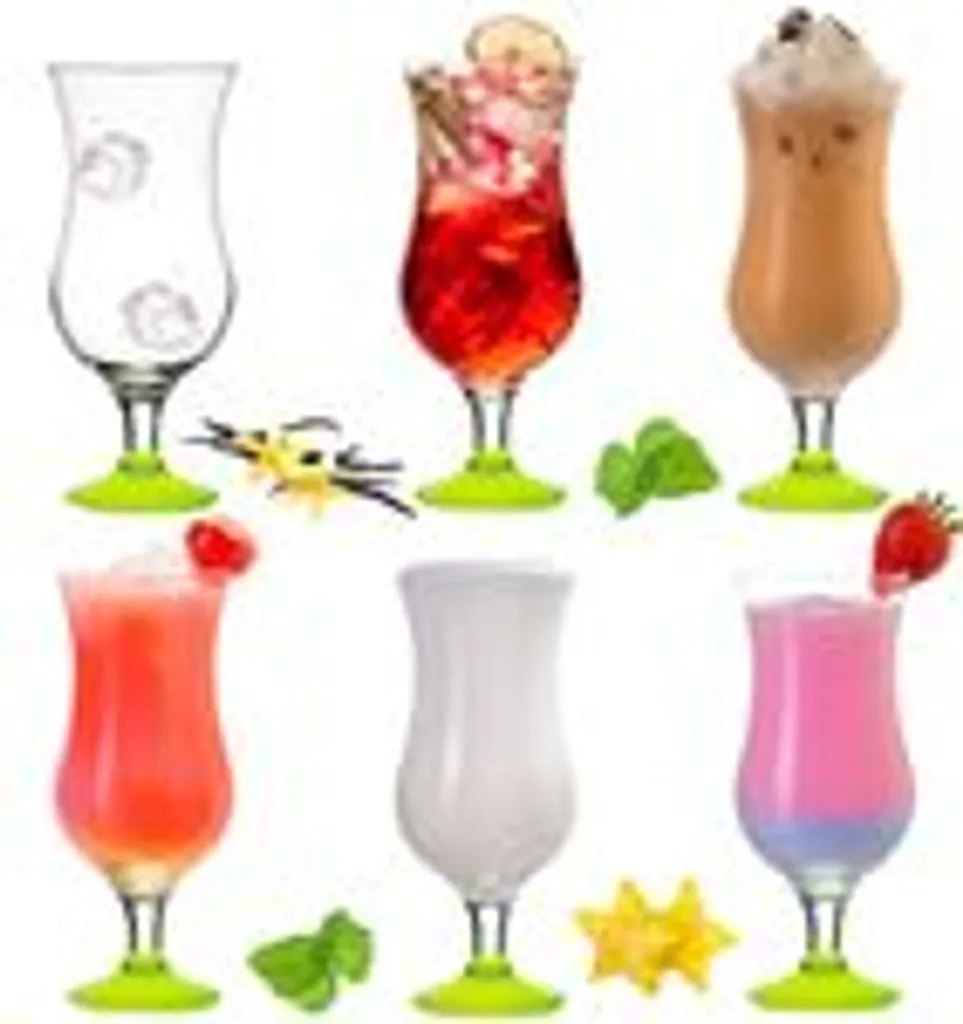 PLATINUX Cocktailgläser 400ml (max. 470ml) aus Glas Set (6-Teilig) Longdrinkgläser Partygläser Milkshake Glas Groß Grün